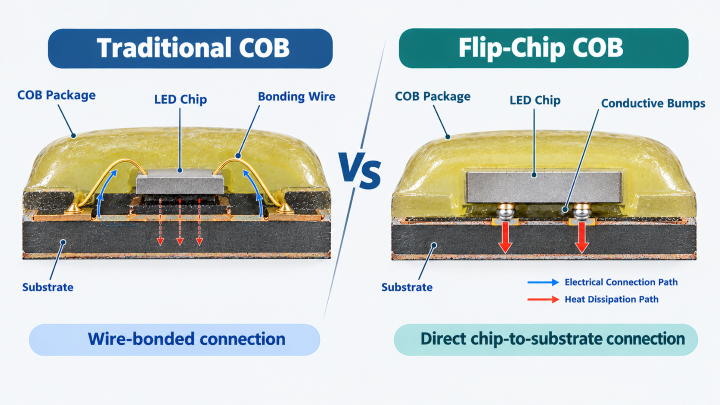 Wire-Bond vs Flip-Chip COB Packaging Structure